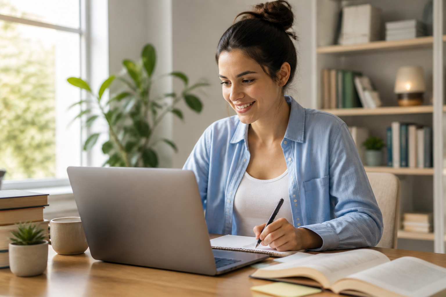 Estudante aprendendo online